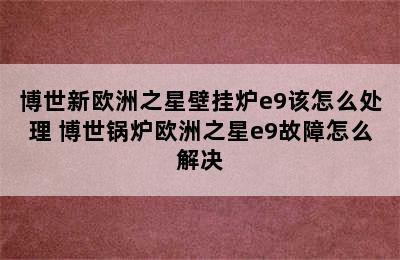 博世新欧洲之星壁挂炉e9该怎么处理 博世锅炉欧洲之星e9故障怎么解决